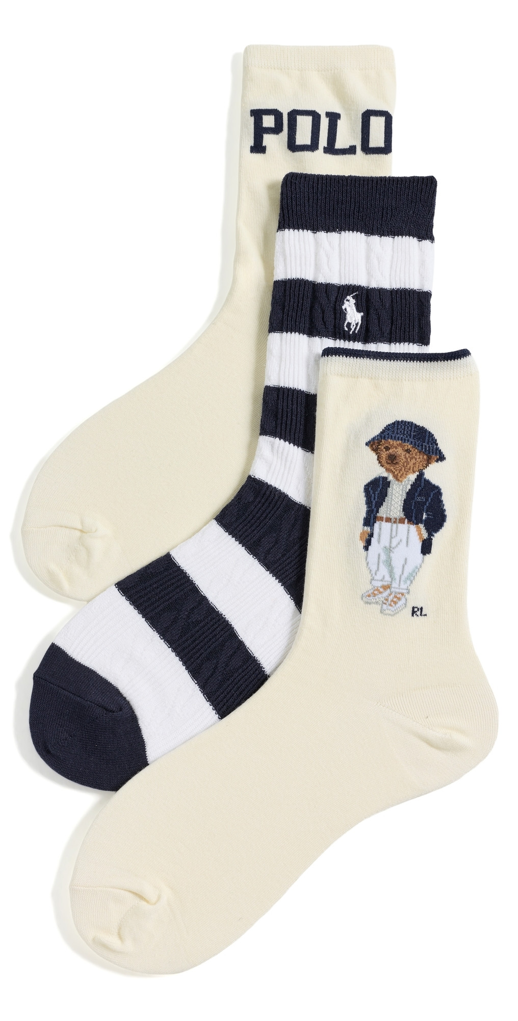 Polo Ralph Lauren Seasonal Bear Socks 3 Pack Ivory One Size | Shopbop