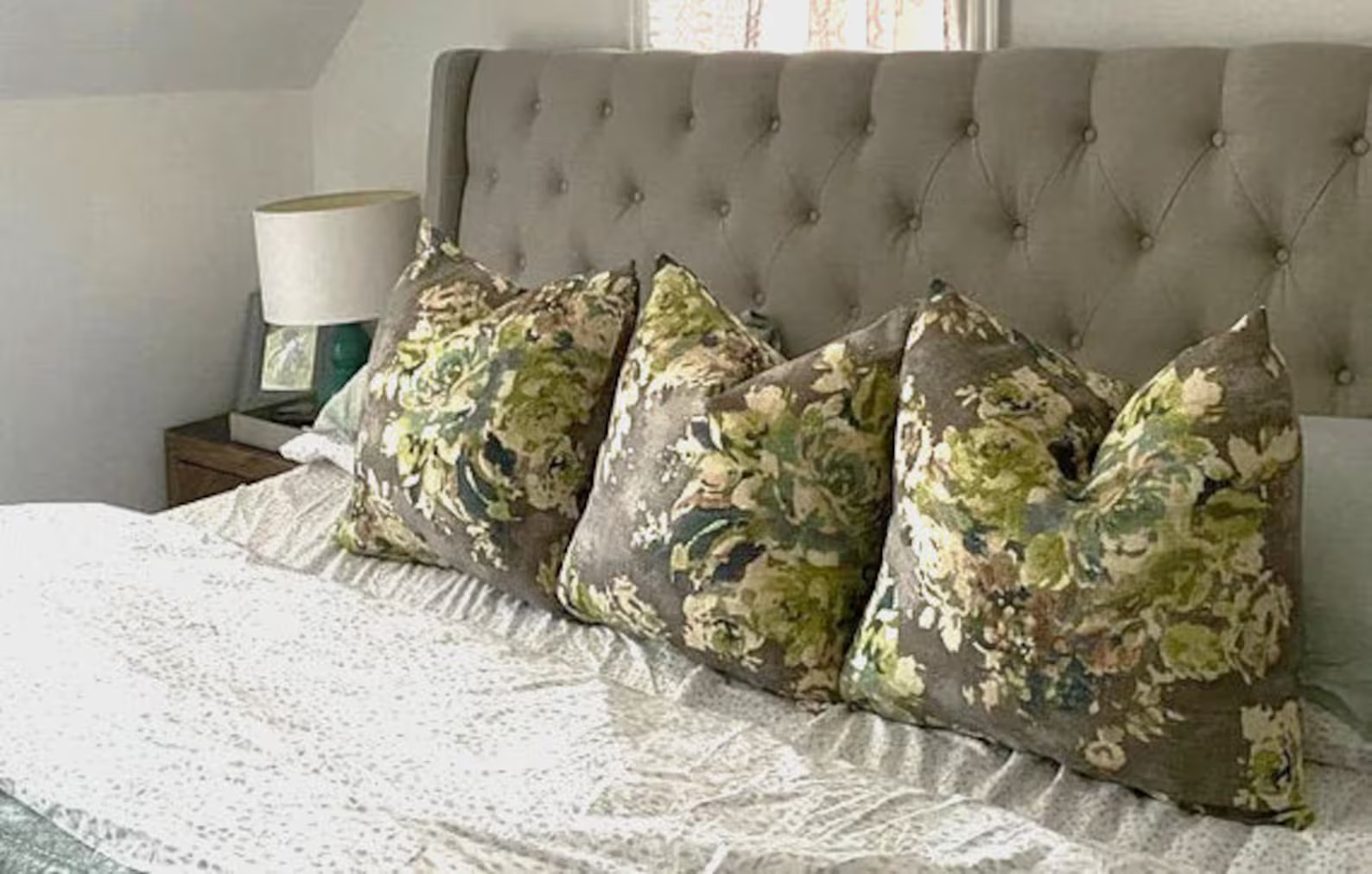 AS SEEN on the BACHELOR Taupe Grey Sage Green Blue Ivory Floral Pillow Cover Decorative Home Deco... | Etsy (US)