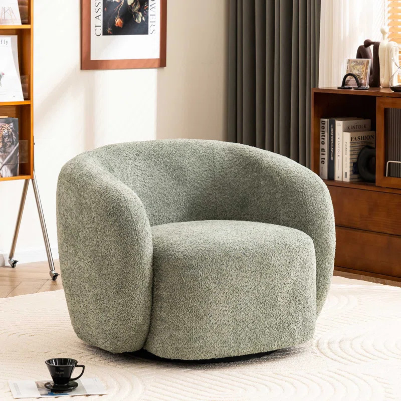 Munehito Upholstered Swivel Accent Chairs, Boucle Swivel Barrel Chair, Arm Chairs for Small Space | Wayfair North America