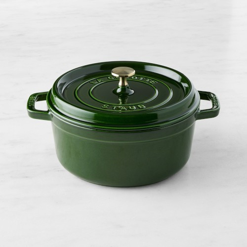 Staub Enameled Cast Iron Round Dutch Oven, 4-Qt., Basil with Brass Knob | Williams-Sonoma