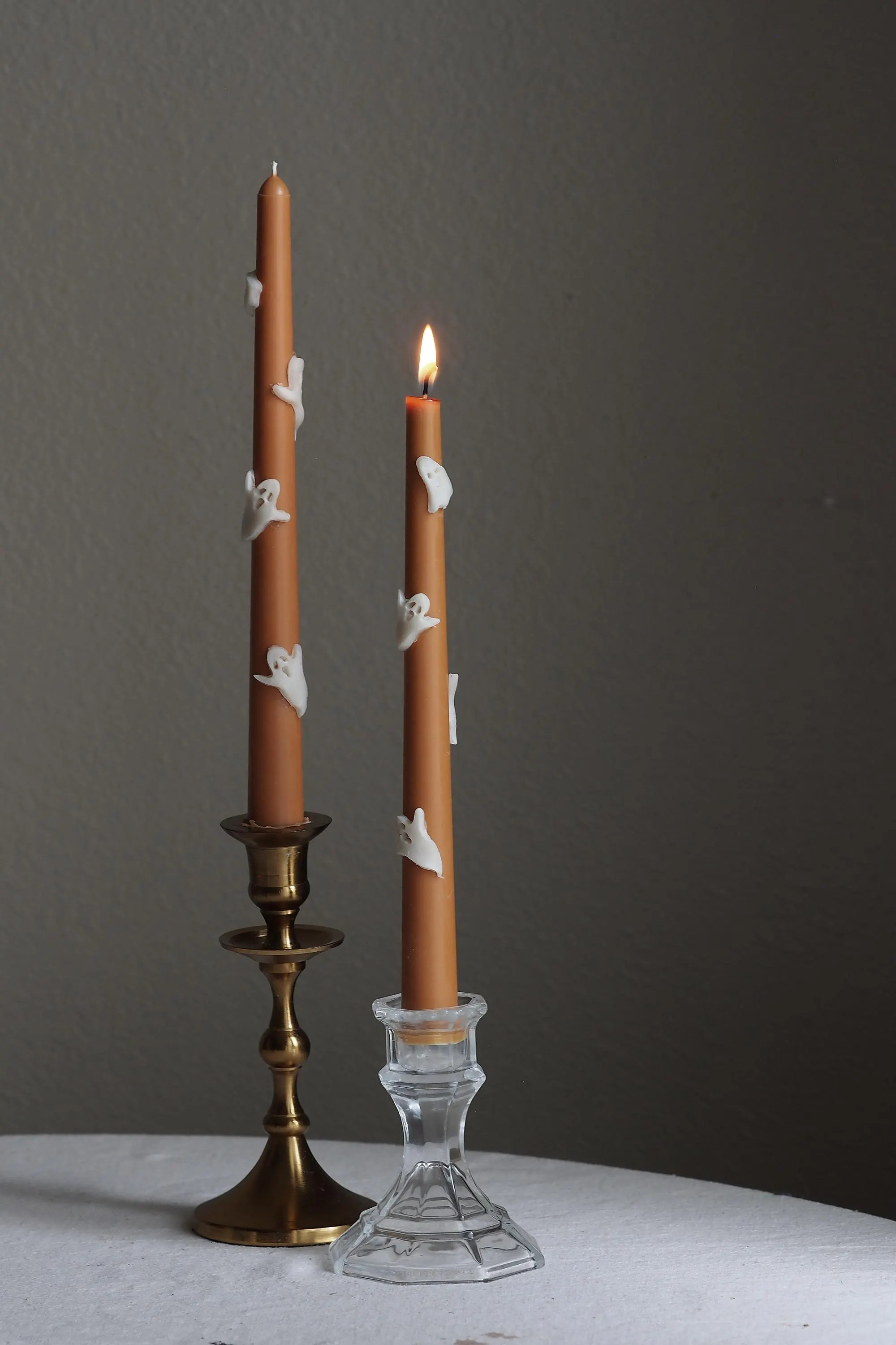 Handcrafted Halloween Ghost Taper Candles: Soy & Beeswax, 9.5" (Pair) | Etsy (Global)