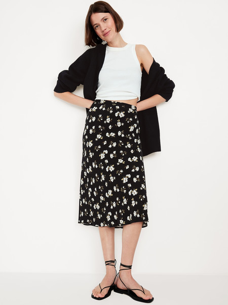 Crepe A-Line Midi Skirt | Old Navy | Old Navy (US)