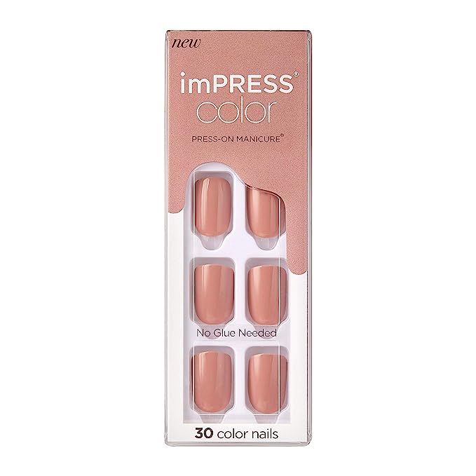 KISS imPRESS Color Press-On Manicure, Gel Nail Kit, PureFit Technology, Short Length, “Sandbox... | Amazon (US)