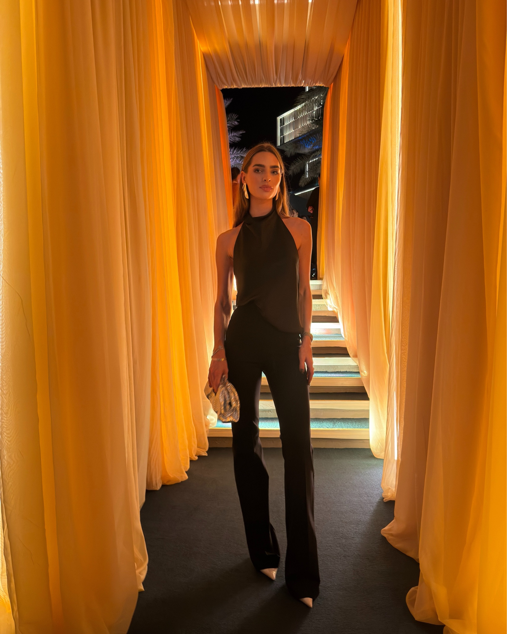 Zara halter neck top, Zara top, Satin top  silk top, wardrobe NYC trousers, Ferragamo pumps, Ferragamo Ava pump, all black outfit, outfits for the night 

#LTKTall #LTKStyleTip