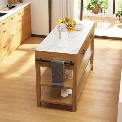 62.99" Solid Wood Kitchen Island with Ample Storage and Classic Design | Wayfair North America