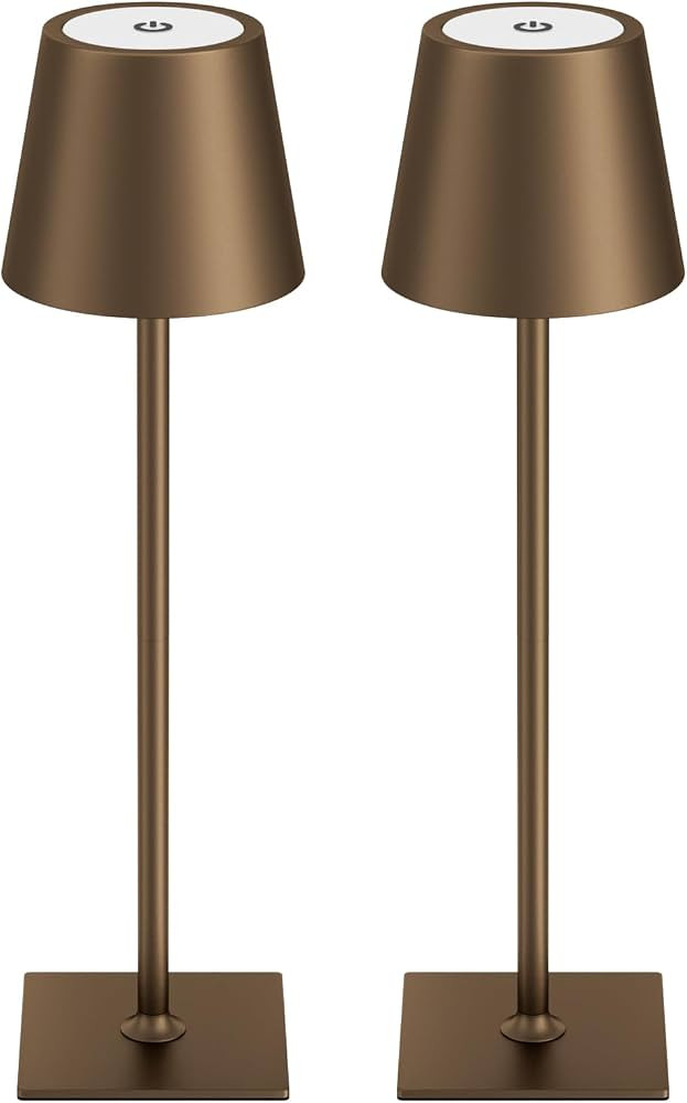 Kakanuo Brown Cordless Rechargeable Table Lamp 5000mAh Battery Operated Lamps, 3 Colors Stepless ... | Amazon (US)