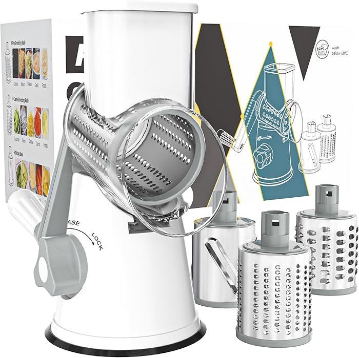 Cambom Rotary Cheese Grater Hand Crank Cheese Shredder for Fresh Cheese, Vegetable, Nuts,Non-slip... | Amazon (US)