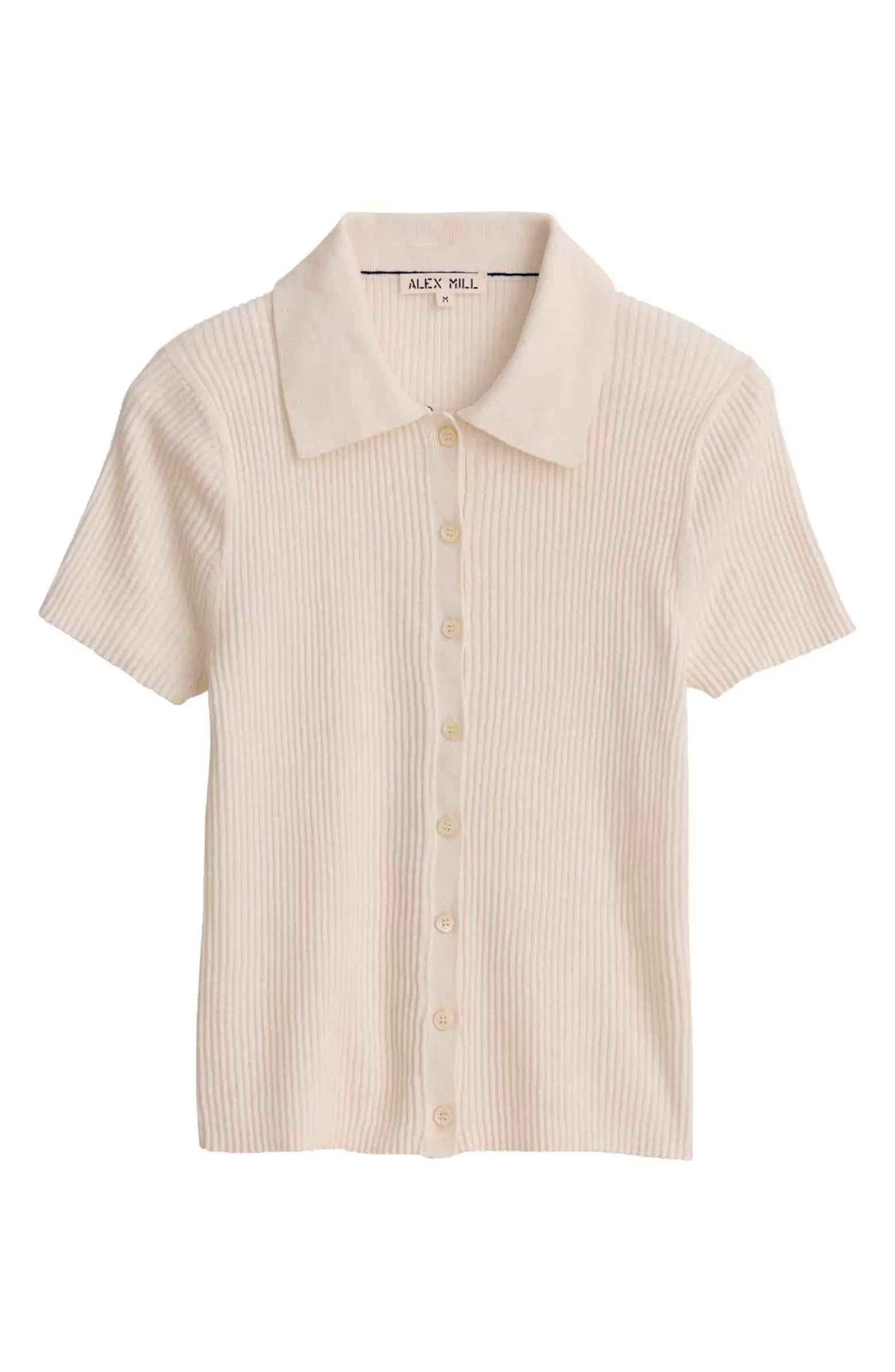 Alex Mill Suzanne Ribbed Button Front Polo | Nordstrom | Nordstrom