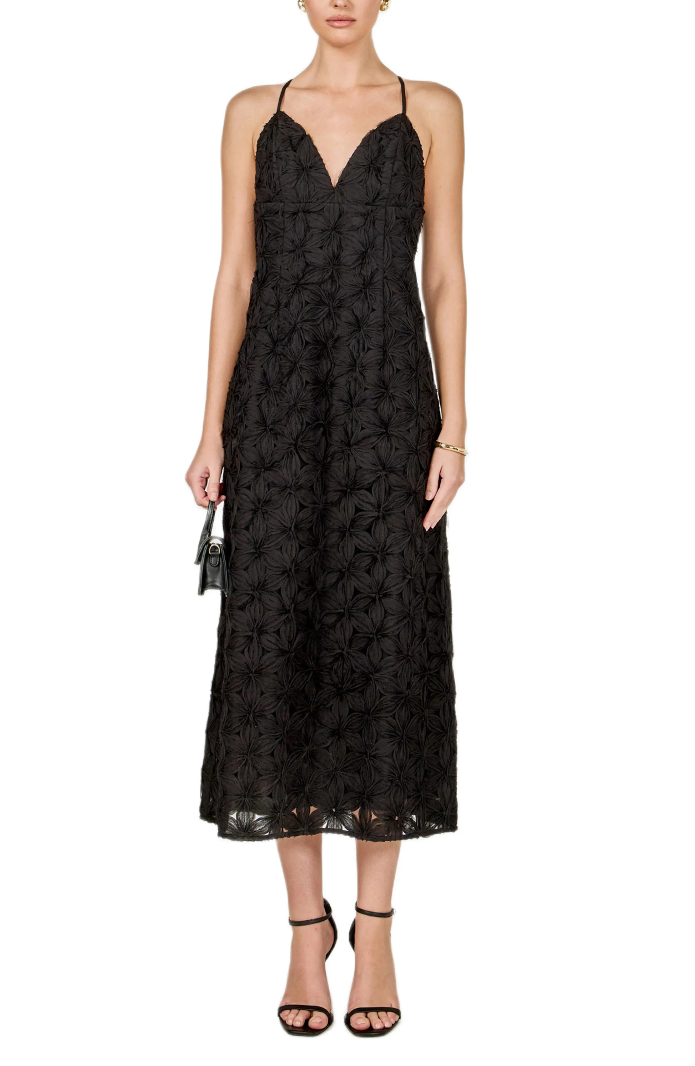 Endless Rose Textured Floral Midi Dress (Women) | Nordstrom | Nordstrom