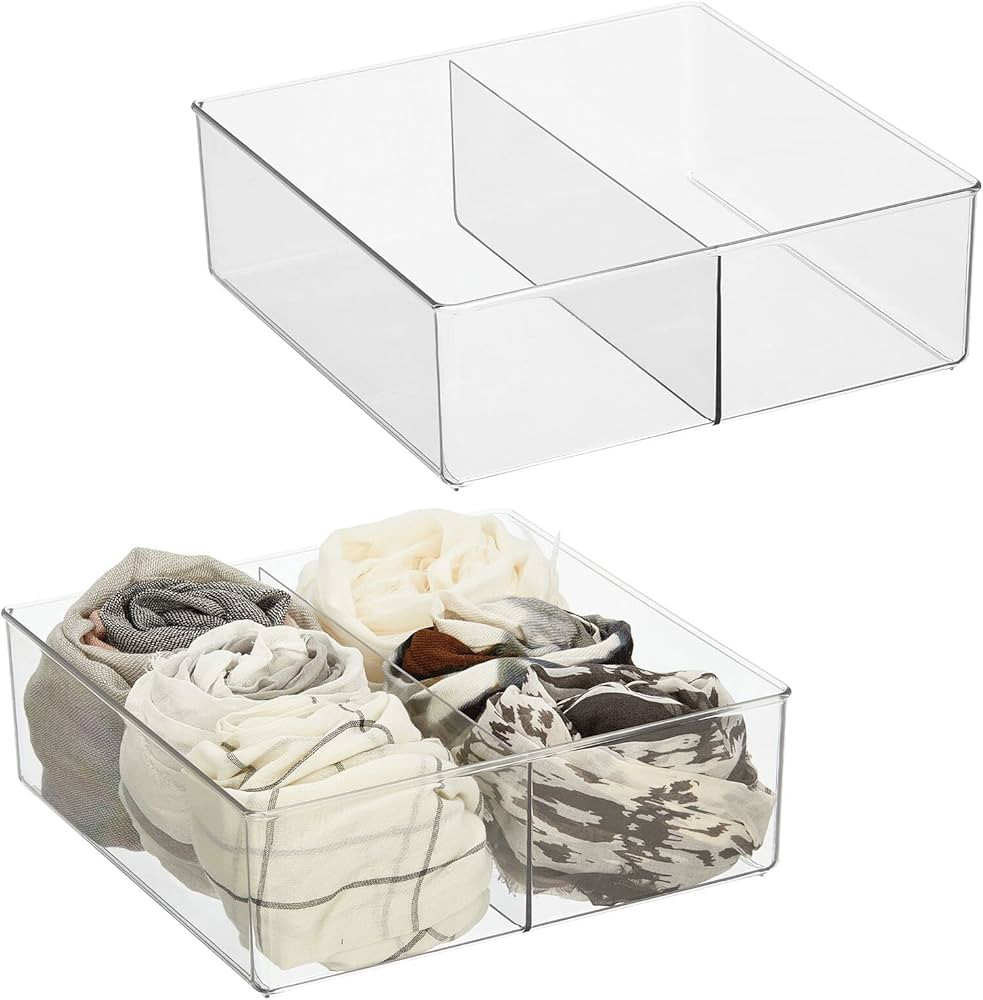 mDesign Plastic Organizer Box, Divided Closet Storage Bin Container for Bedroom Closet or Dresser... | Amazon (US)