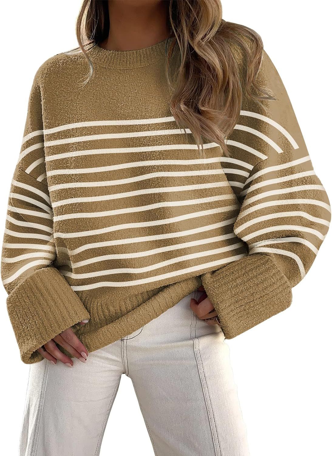 LILLUSORY Women's Oversized Sweaters 2023 Fall Fuzzy Chunky Warm Pullover Sweater | Amazon (US)