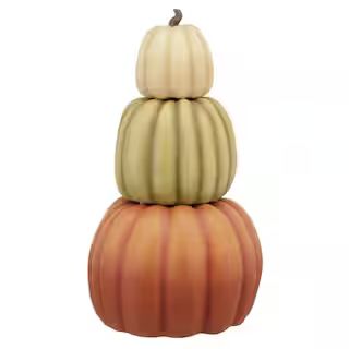 27 in. 3-Piece Fall Harvest Stacked Pumpkin | The Home Depot