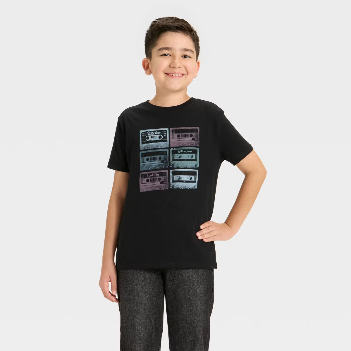 Boys' Short Sleeve Cassette Tape Graphic T-Shirt - Cat & Jack™ Black | Target
