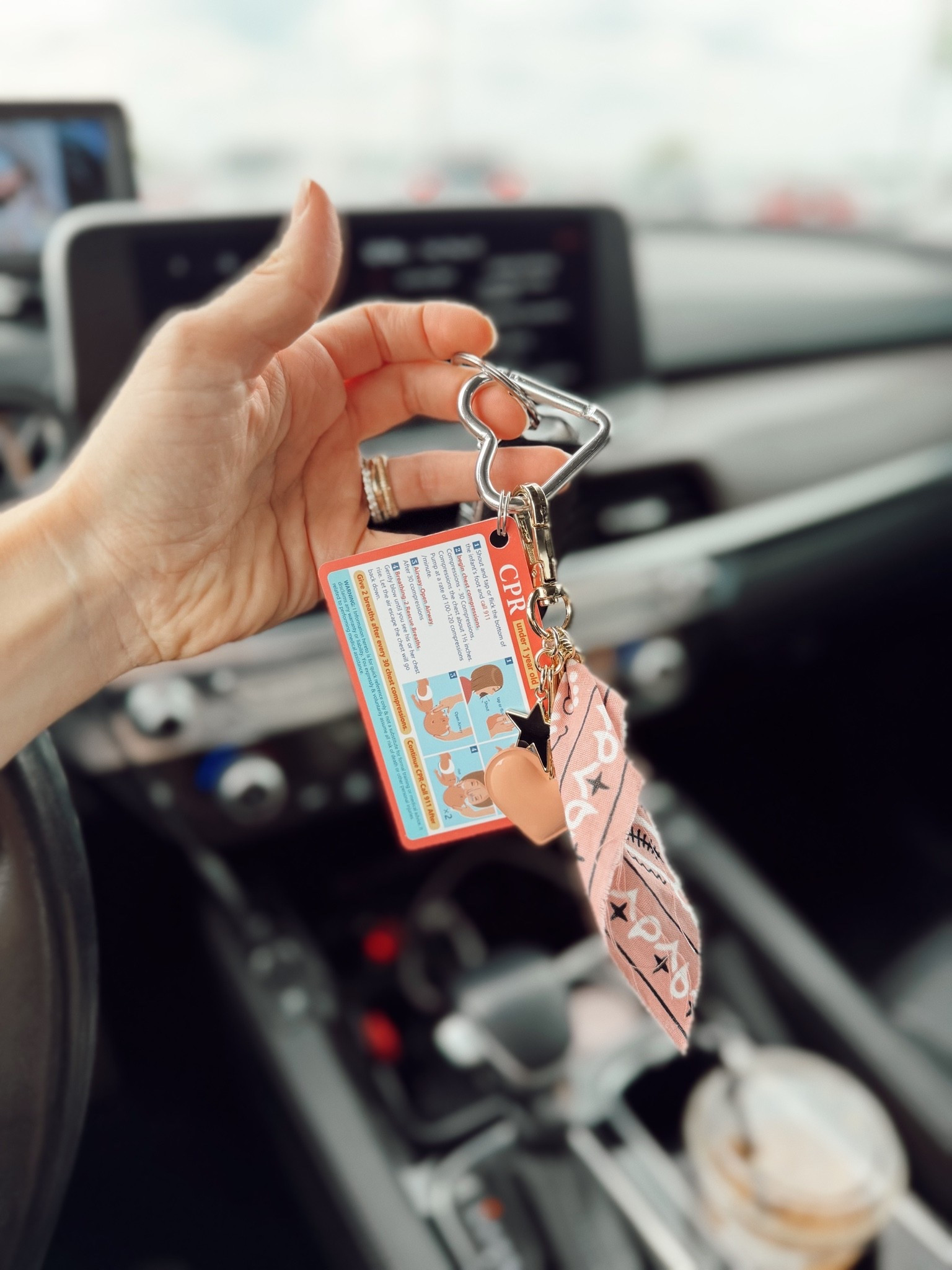 Cutie car key chain! One of my clients got me these cards to attach to keys and diaper bags! It has what you do for the event of having to perform CPR or the heimlich! husband and I are both certified but doesn’t hurt to have these handy! 🫶🏻￼

We also keep a life vac in our kitchens diaper bag + cars!! Should be your last resort but also great to have!  💓💅

#LTKdayinmylife #LTKmomlife #LTKgrwm