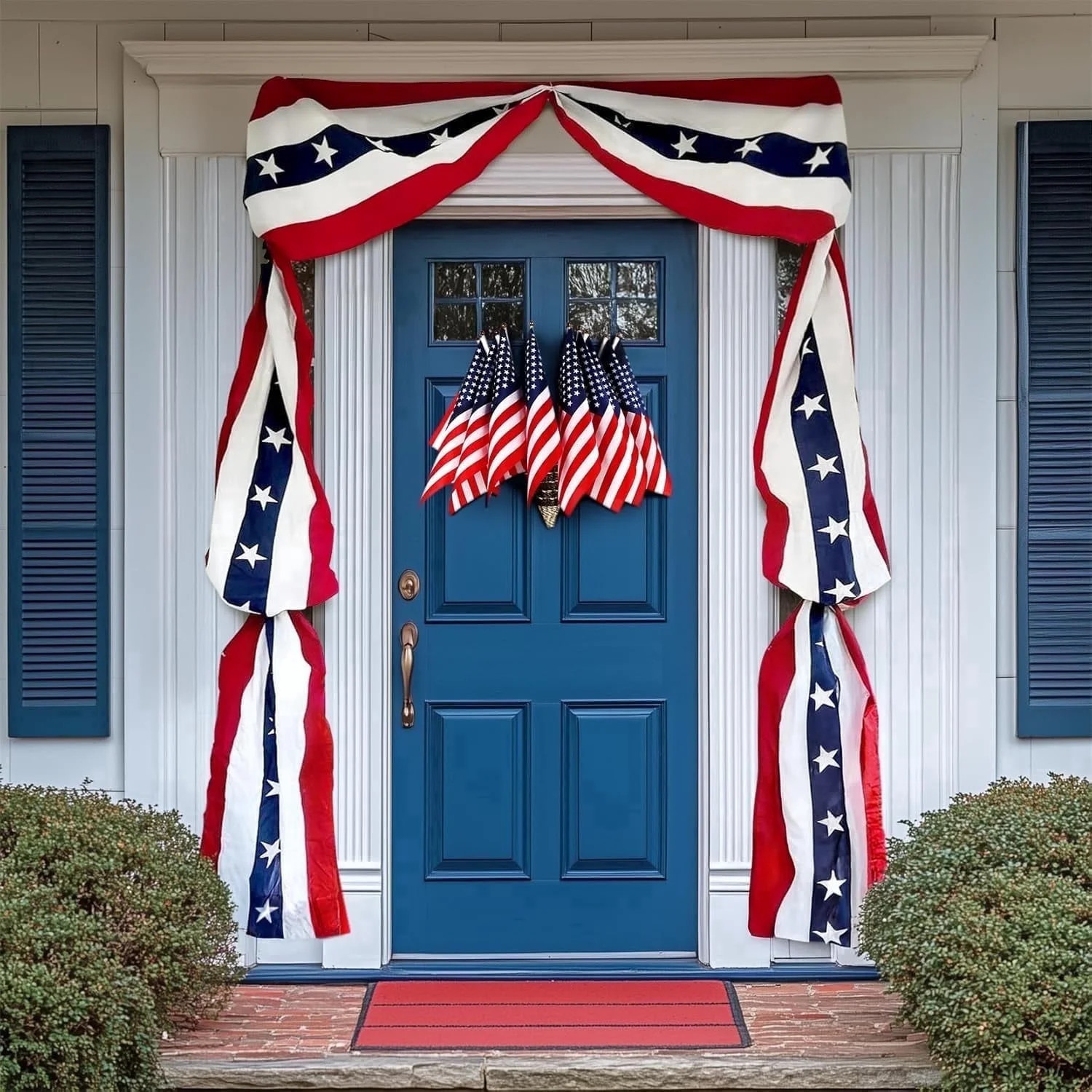 VZQI Patriotic Door Decorations Set, American Flag Bunting with Stars, Triangle Flag Garland, Fro... | Walmart (US)