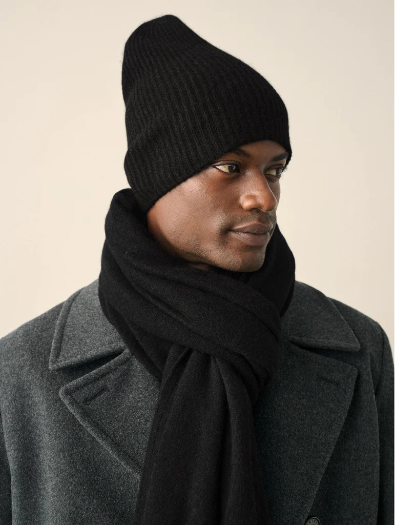 cashmere mens plush rib beanie | White and Warren