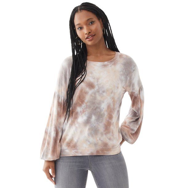 Scoop Women’s Tie Dye Tunic Top with Balloon Sleeves | Walmart (US)