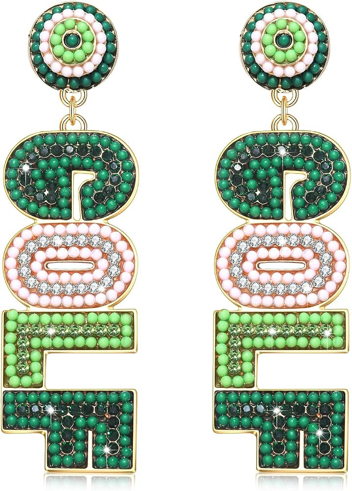 Golf Ball Bag Cart Earrings - Statement Golf Themed Jewelry for Women's Sport Game Day Outfits & ... | Amazon (US)