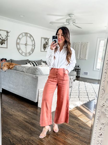25 pants. Xs white button down shirt. 

Evereve, faherty, Easter, Easter outfit, workwear, wide leg pants, linen pants, cropped pants, spring outfit 

#LTKover40 #LTKworkwear #LTKstyletip