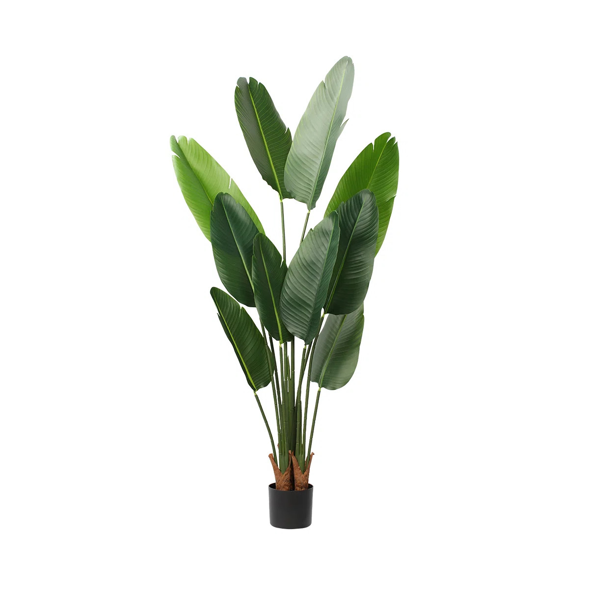 Oakgrove Fake Plants Faux Banana Leaf Tree Bird Of Paradise in Black Plastic Pot | Wayfair North America