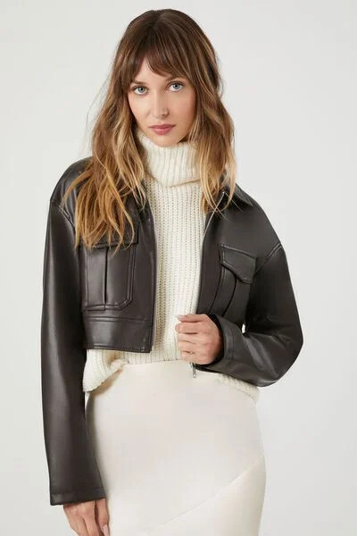 Faux Leather Cropped Jacket | Forever 21 | Forever 21 (US)