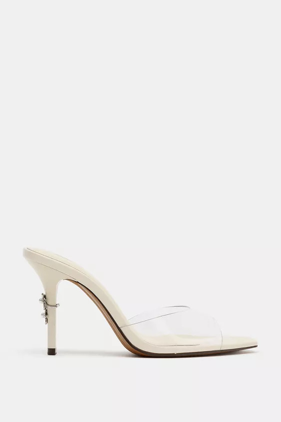 VINYL BACKLESS HEELED SANDALS | Zara US