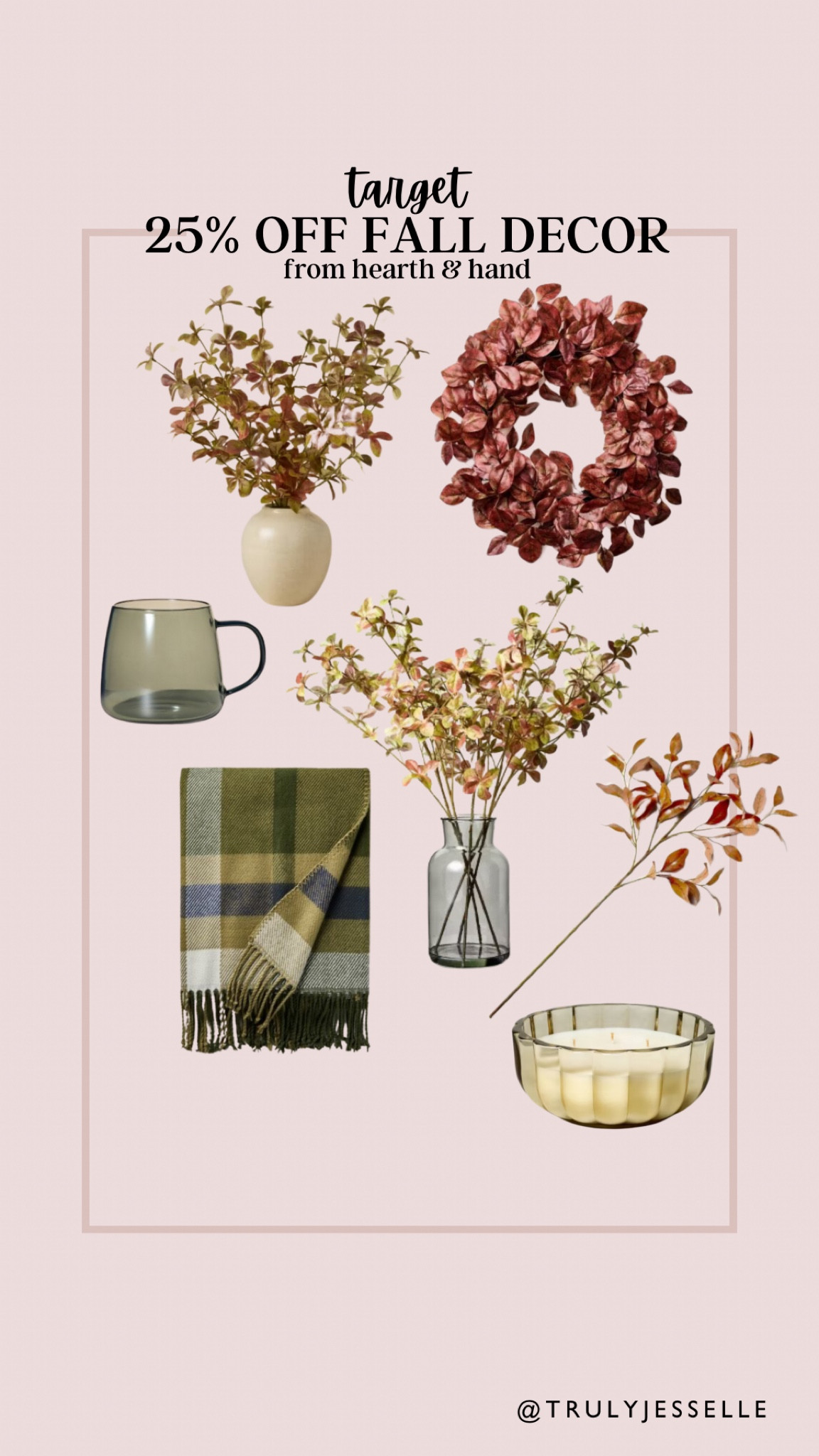 Target home decor, new fall decor, heath and hand decor, wreath, fall wreath, coffee mug, candle, blanket, fall stems, moody print 

25% off hearth and hand 

#LTKFindsUnder50 #LTKSaleAlert #LTKHome