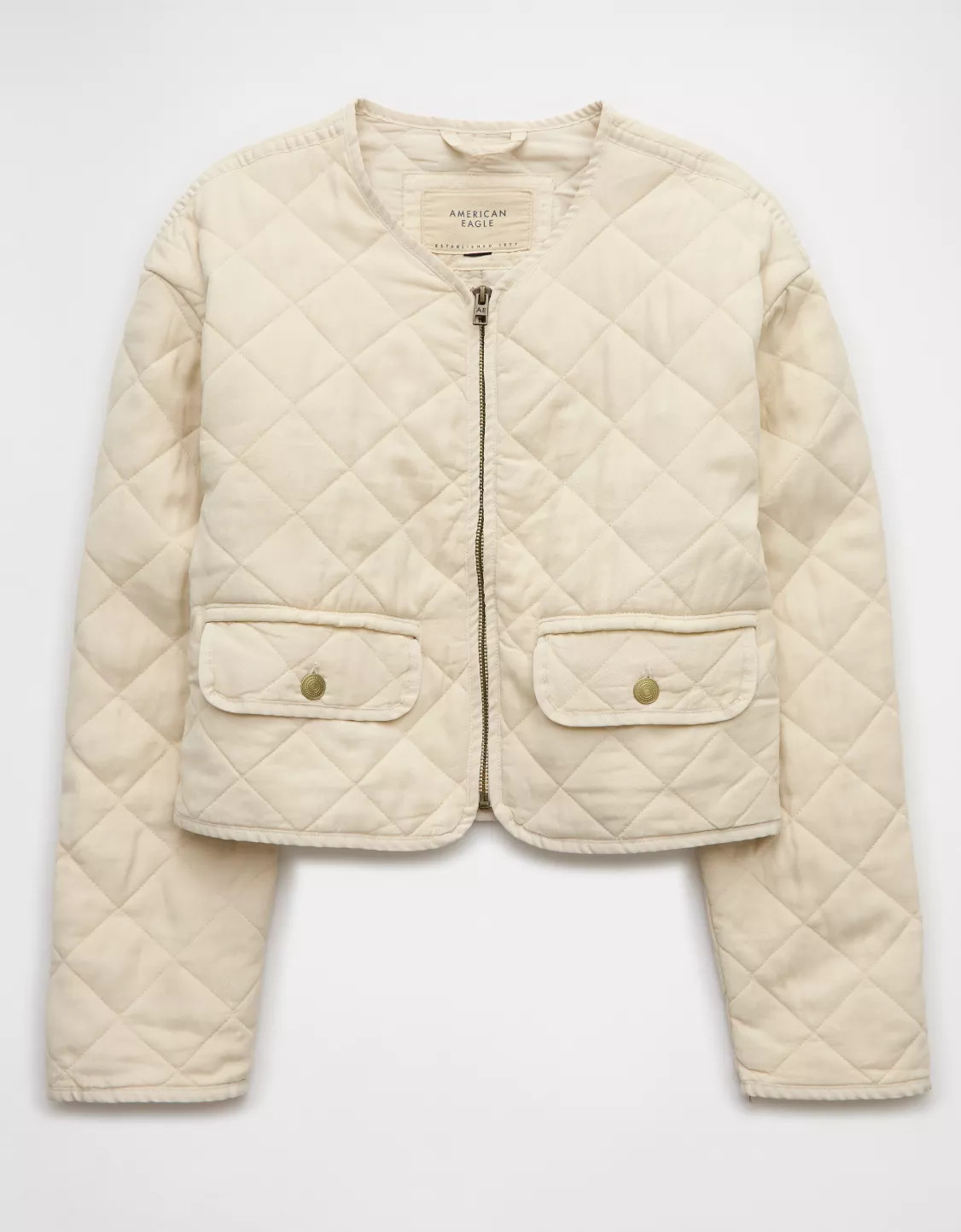 AE Collarless Quilted Jacket | American Eagle Outfitters (US & CA)