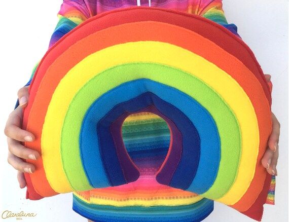 Rainbow Pillow  A Cute and Funky Plush Fleece Rainbow Cushion | Etsy | Etsy (US)