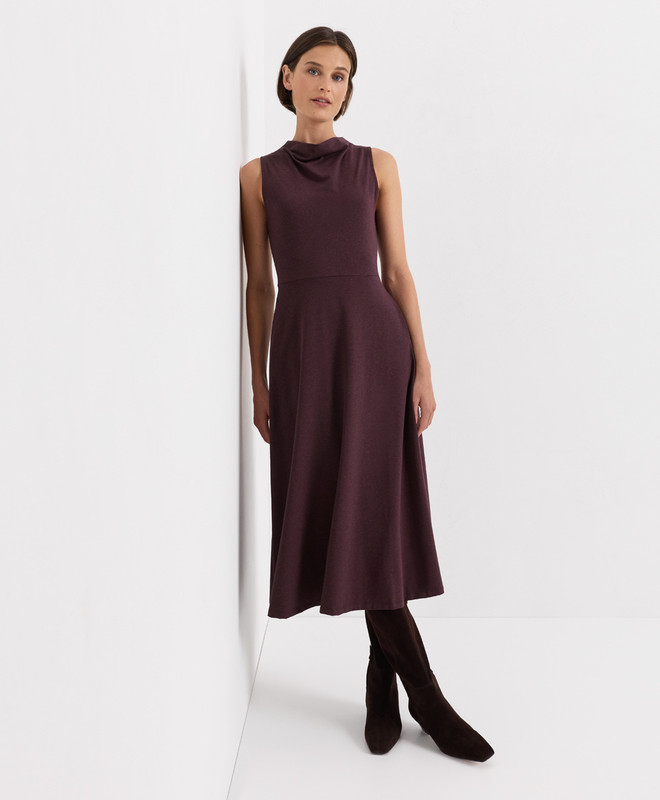 Women\u2019s Fit & Flare Cowl Neck Dress made with Organic Cotton | Pact | Pact Apparel