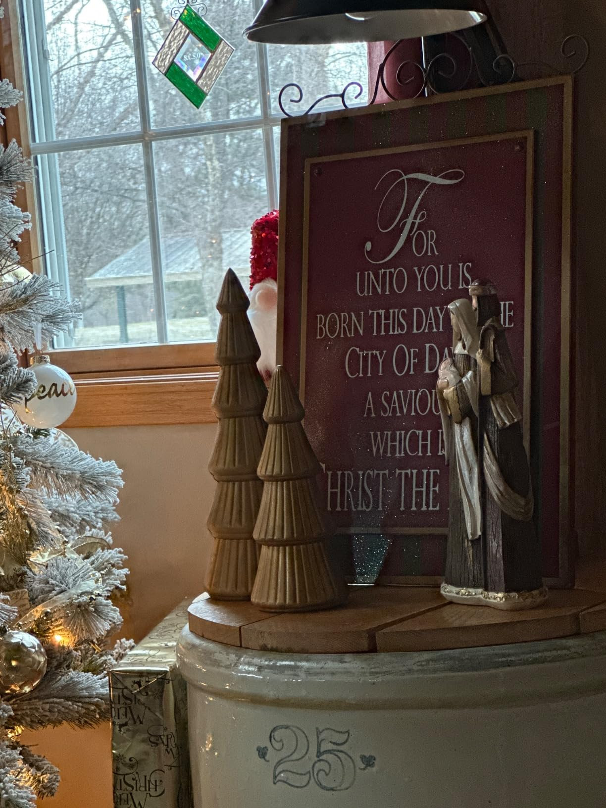 NEROSUN Wooden Christmas Tree Figurine, Set of 2 Gold Christmas Tree Decor, Christmas Tree Orname... | Amazon (US)