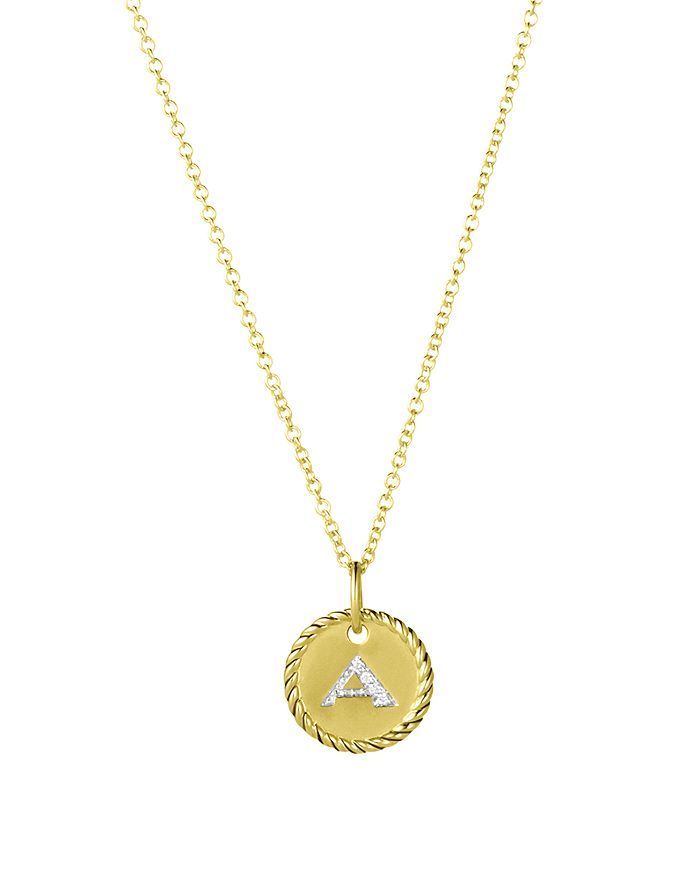Cable Collectibles Initial Pendant with Diamonds in Gold on Chain, 16-18" | Bloomingdale's (US)