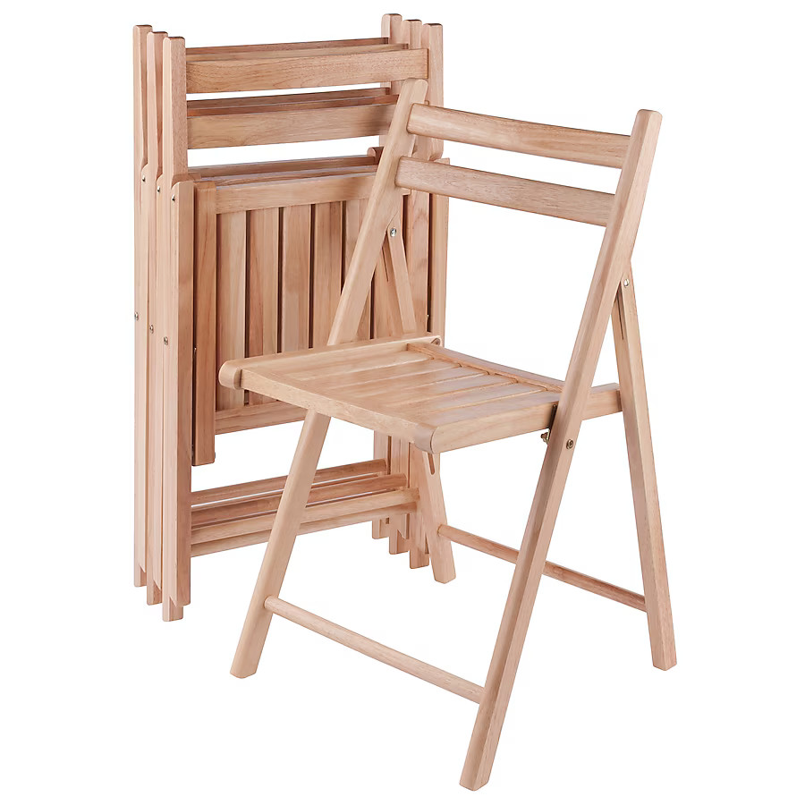 Winsome Wood 4 -Pack Brown Wood Frame Wood Seat Indoor Standard Folding Chair 170.0-lb Weight Cap... | Lowe's