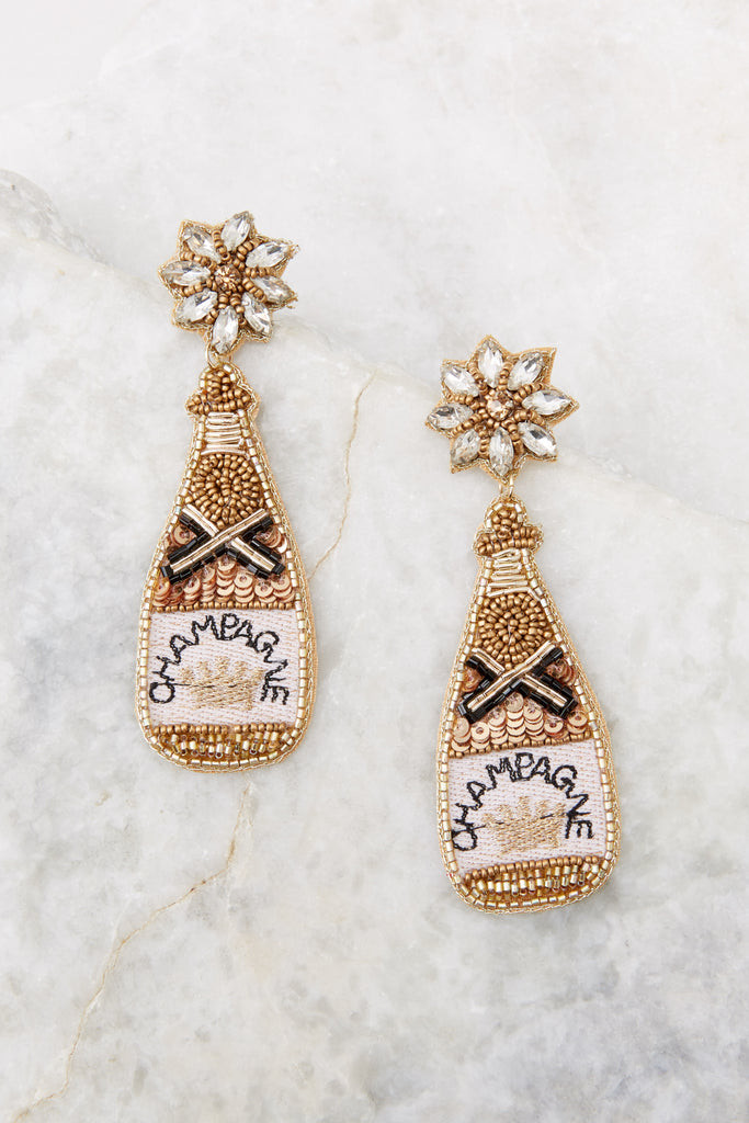 I'll Drink To That Gold Beaded Earrings | Red Dress 