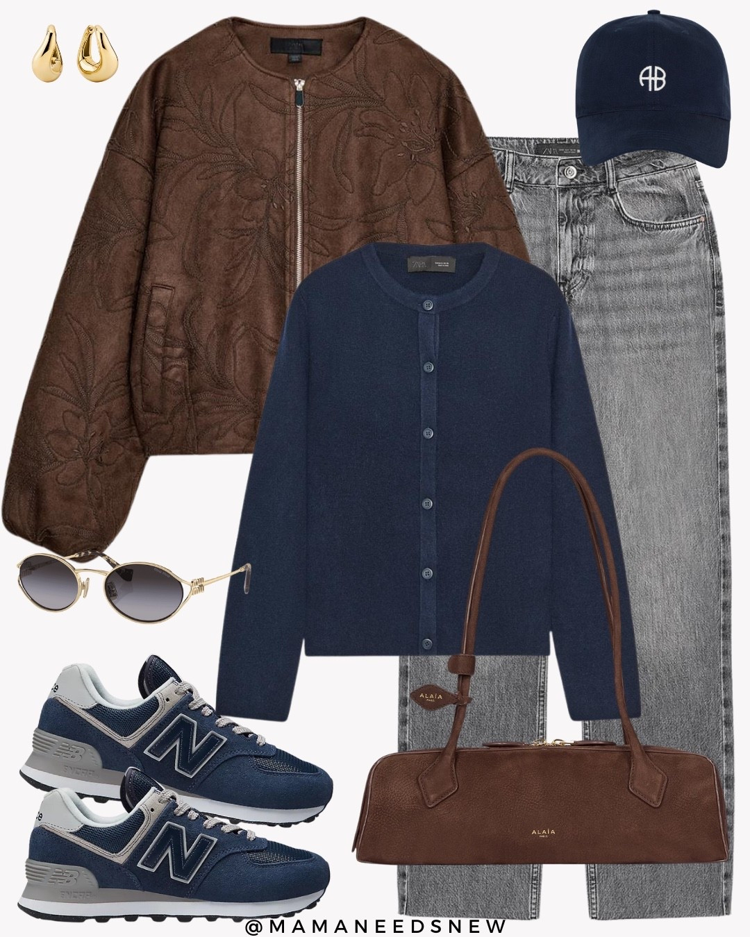 A fall outfit with a suede embroidered bomber jacket, jeans, cardigan, sneakers, cap & suede bag 

#LTKSaleAlert #LTKStyleTip #LTKItBag