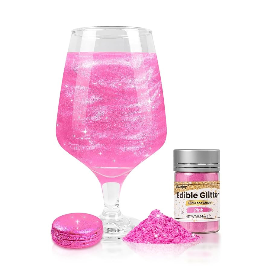 Dazzjoy Pink Edible Glitter for Cocktails, Food Grade 7g, Kosher, Shimmer Edible Glitter For Drin... | Amazon (US)
