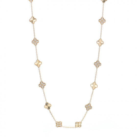 VAN CLEEF & ARPELS 18K Yellow Gold Diamond 20 Motifs Guilloche Vintage Alhambra Necklace | FASHIO... | Fashionphile