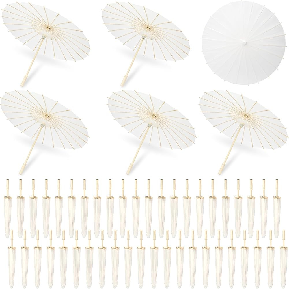 3/6/12/24/50 Pack 23.6 Inch Small White Paper Umbrellas Chinese Japanese Parasol Oiled Paper Deco... | Amazon (US)