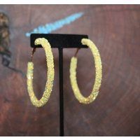 Yellow Hoop Earrings, Glitter Rhinestone Hoops, Large Prom Pageant Earrings | Etsy (US)