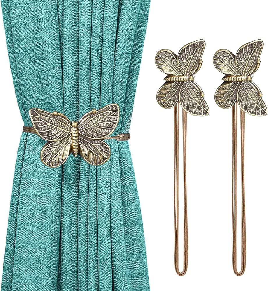 Lewondr Drapery Holders, 1 Pair Vintage Butterfly Resin Flower Curtain Drapery Holdback Retro Win... | Amazon (US)