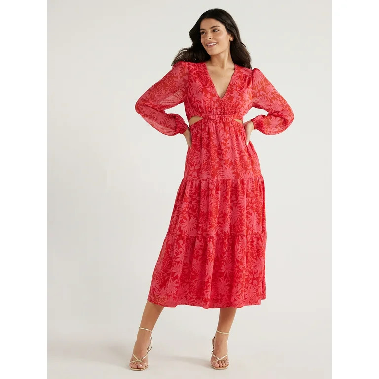 Sofia Jeans Women's and Women's Plus  Cutout Maxi Dress with Long Sleeves,  Sizes XS-5X - Walmart... | Walmart (US)