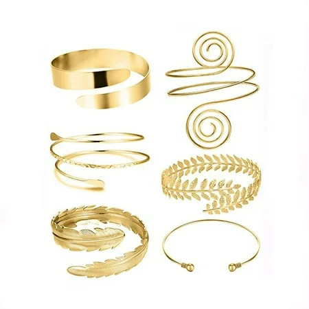 6 PCS Cuff Bangle Bracelet for Women Open Wide Wire Bracelets Gold Wrist Cuff Wrap Bracelet | Walmart (US)
