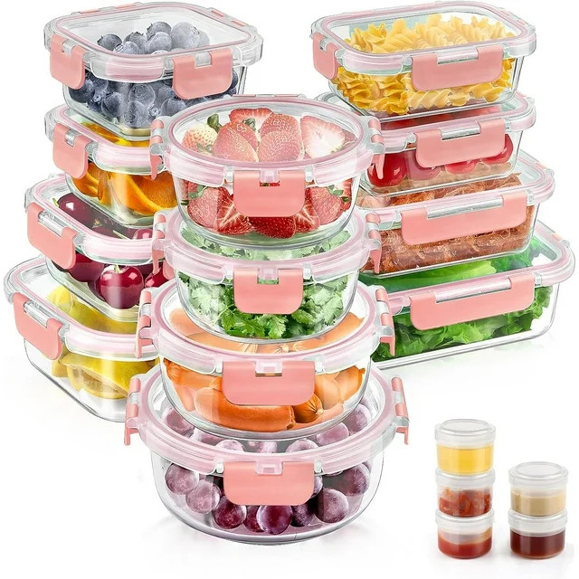 34pcs Glass Food Storage Containers with Lids Set, Airtight Glass Meal Prep Containers (17 Contai... | Walmart (US)