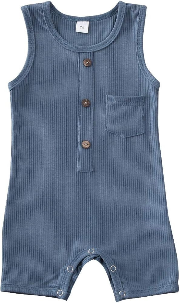 Baby Girl Boy Romper Bodysuit Solid Plain One Piece Jumpsuits Sleeveless One Piece Baby Clothes O... | Amazon (US)