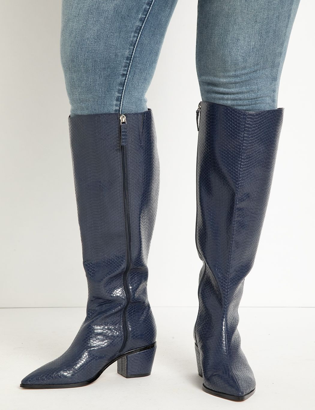 Glimmer Embossed Snake Boot | Eloquii