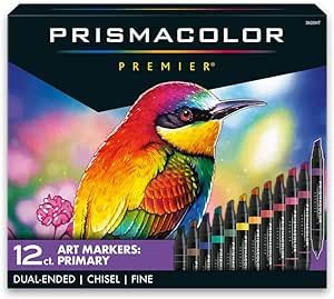 Prismacolor Premier Double-Ended Art Markers, Fine and Chisel Tip, 12 Pack | Amazon (US)