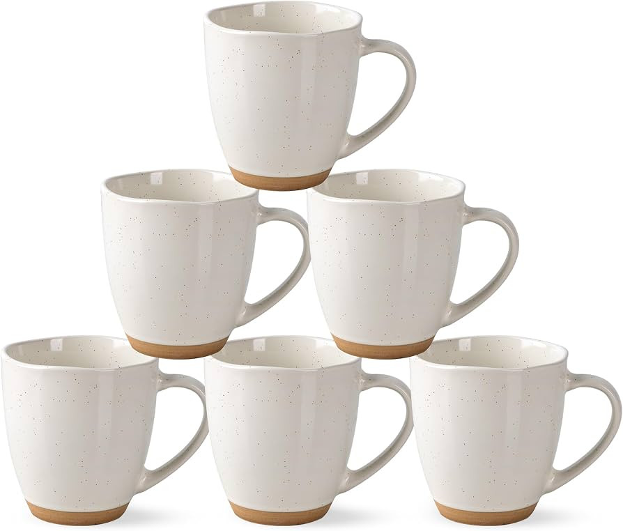 AmorArc 12oz Ceramic Coffee Mugs set of 6, Stylish Coffee Mugs with Rustic Terracotta Underside f... | Amazon (US)