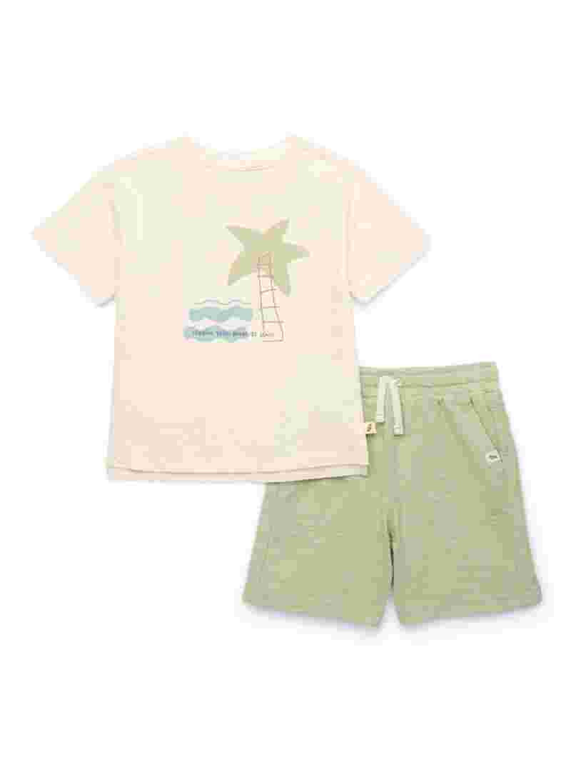 easy-peasy Toddler Boys Organic Cotton Graphic Tee & Pocket Shorts Set, 2-Piece, Sizes 18M-5T | Walmart (US)