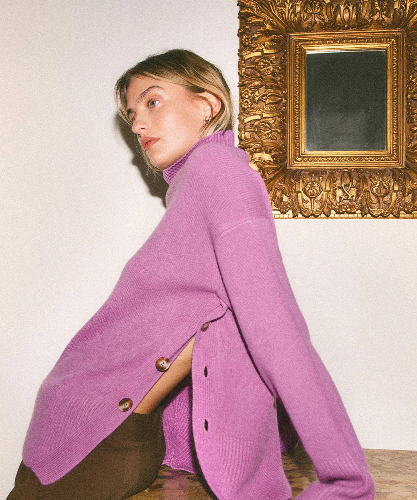 Cashmere Side-Button Turtleneck | NAADAM