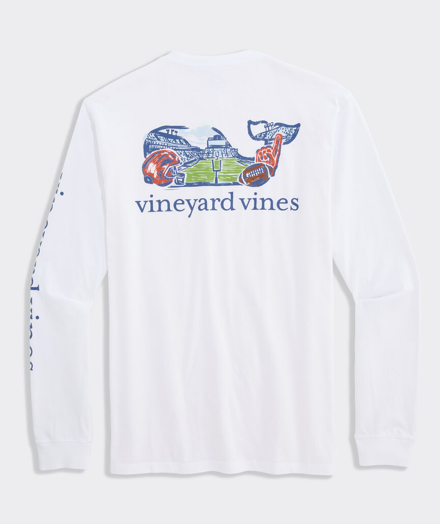 Football Field Whale Long-Sleeve Pocket Tee | vineyard vines